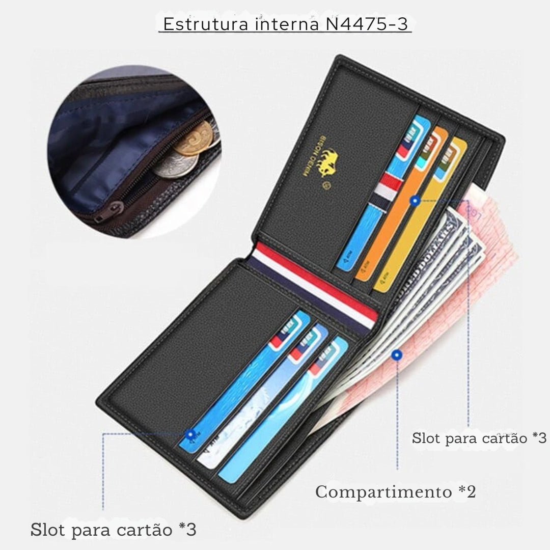 Carteira Masculina Bison Denim Slate