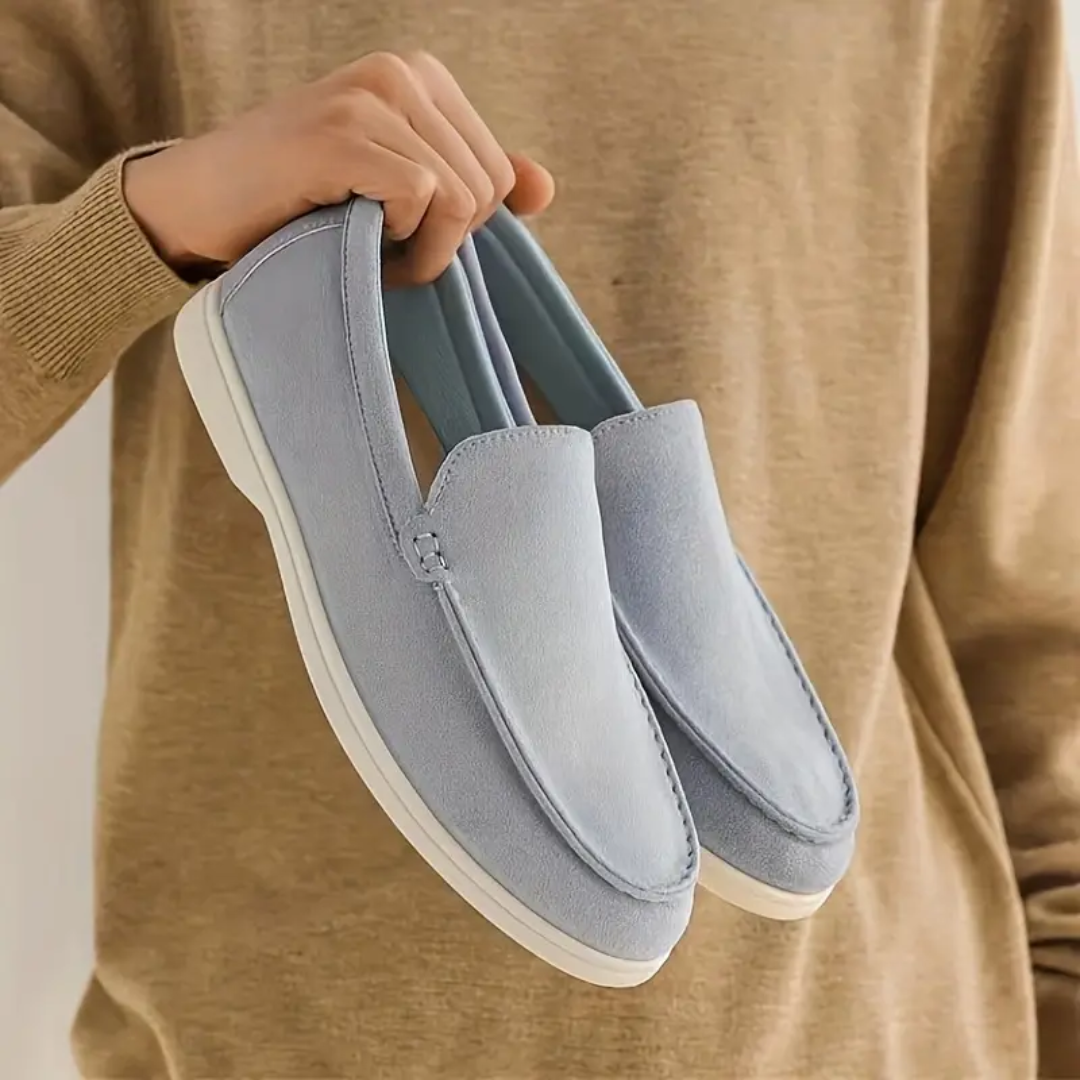Loafer Masculino Suede Névoa Azul
