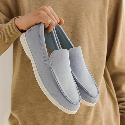 Loafer Masculino Suede Névoa Azul