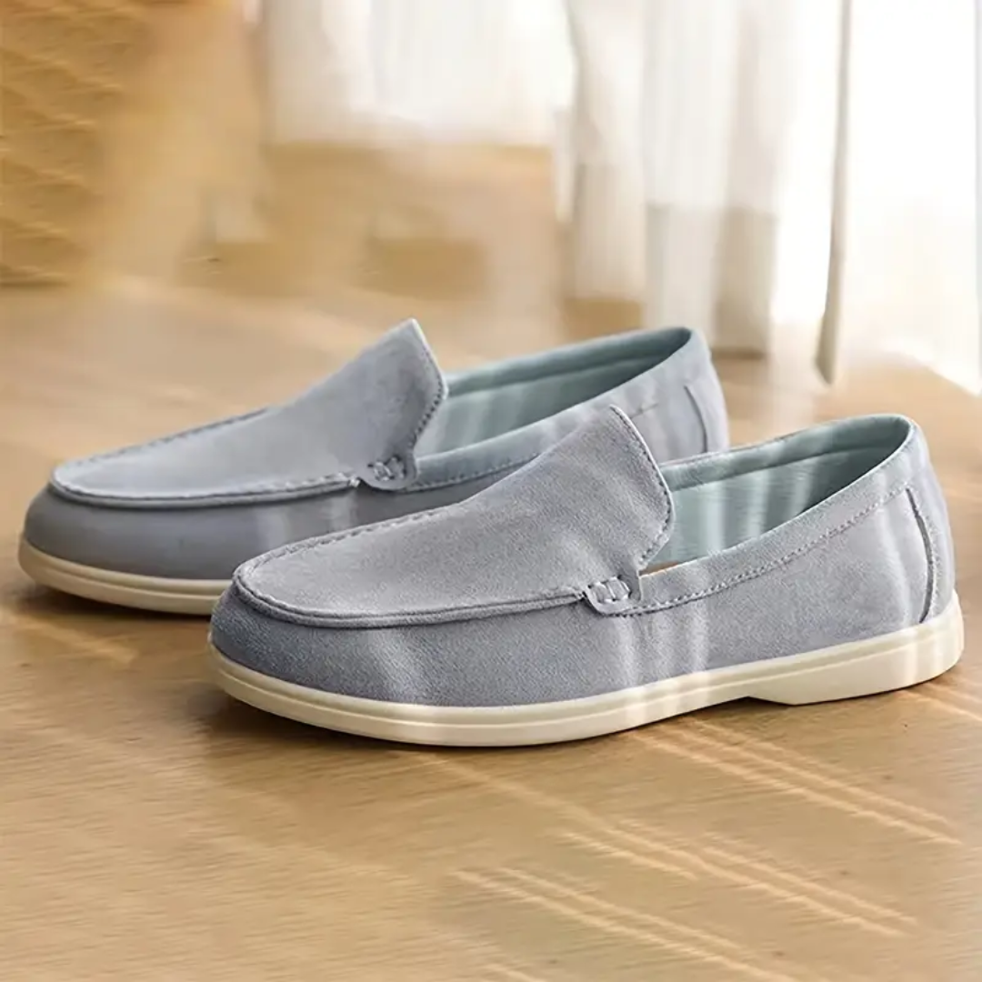 Loafer Masculino Suede Névoa Azul