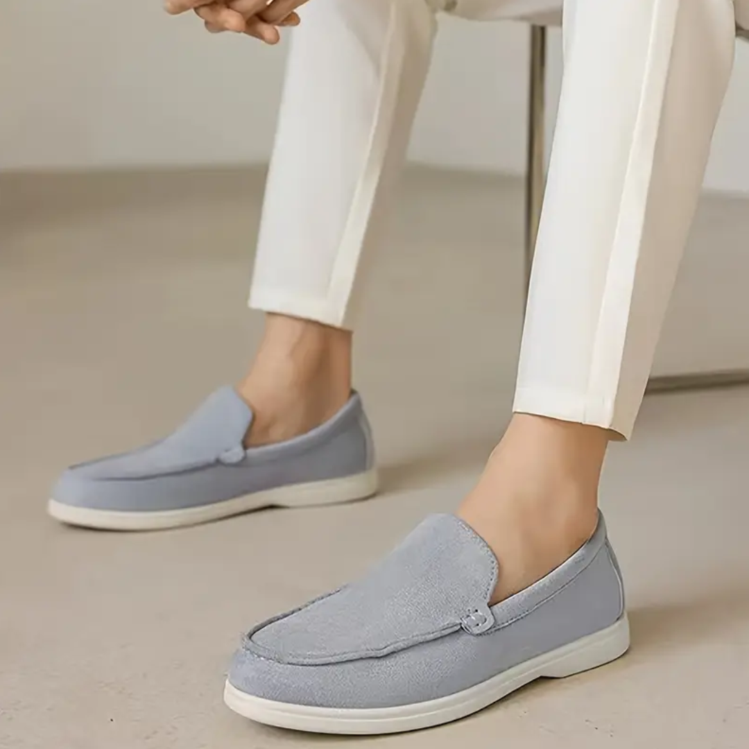 Loafer Masculino Suede Névoa Azul