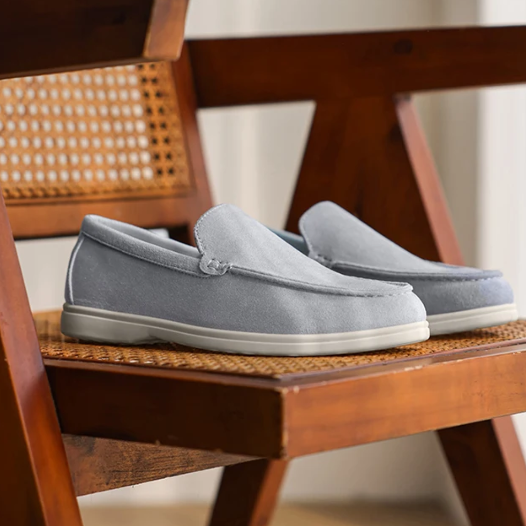 Loafer Masculino Suede Névoa Azul