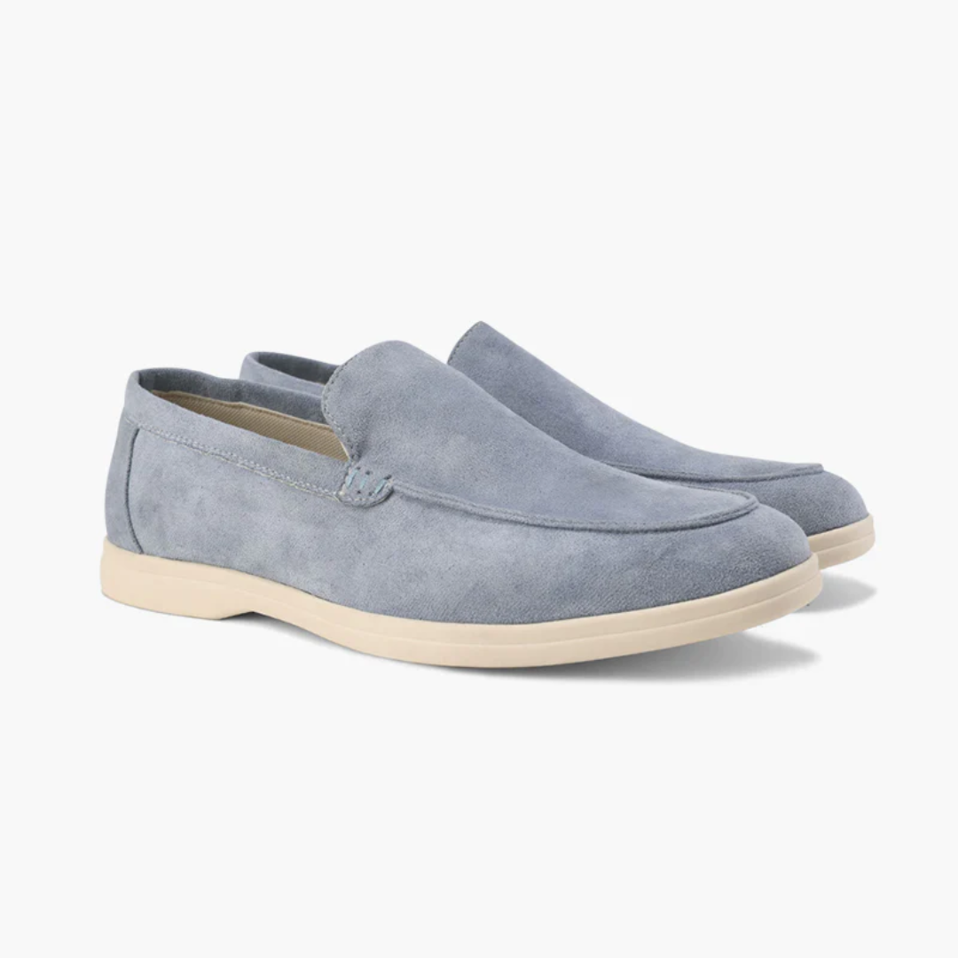 Loafer Masculino Suede Névoa Azul