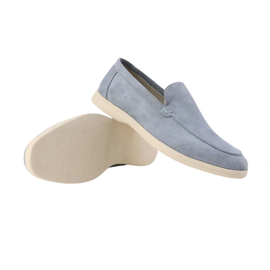 Loafer Masculino Suede Névoa Azul