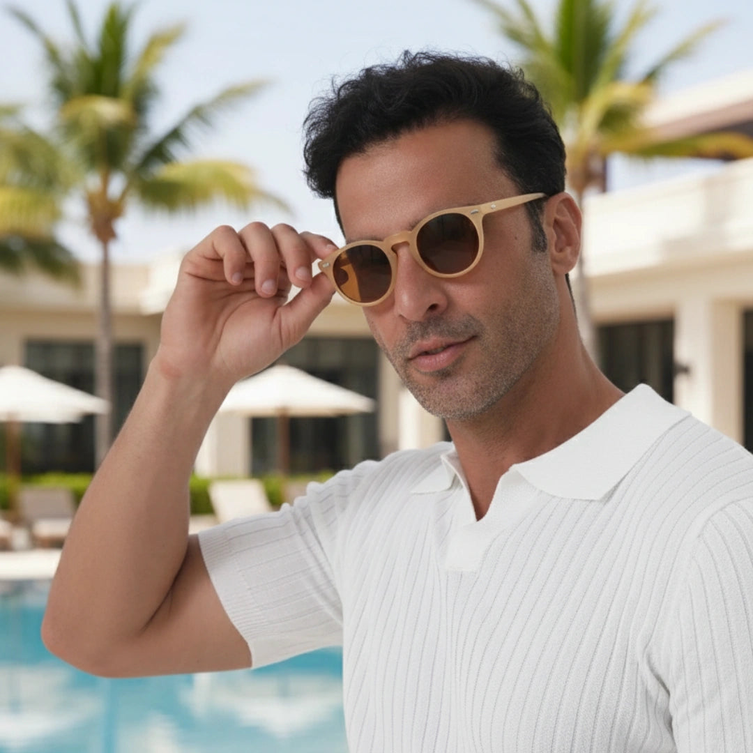 Óculos Masculino Old Money Areia